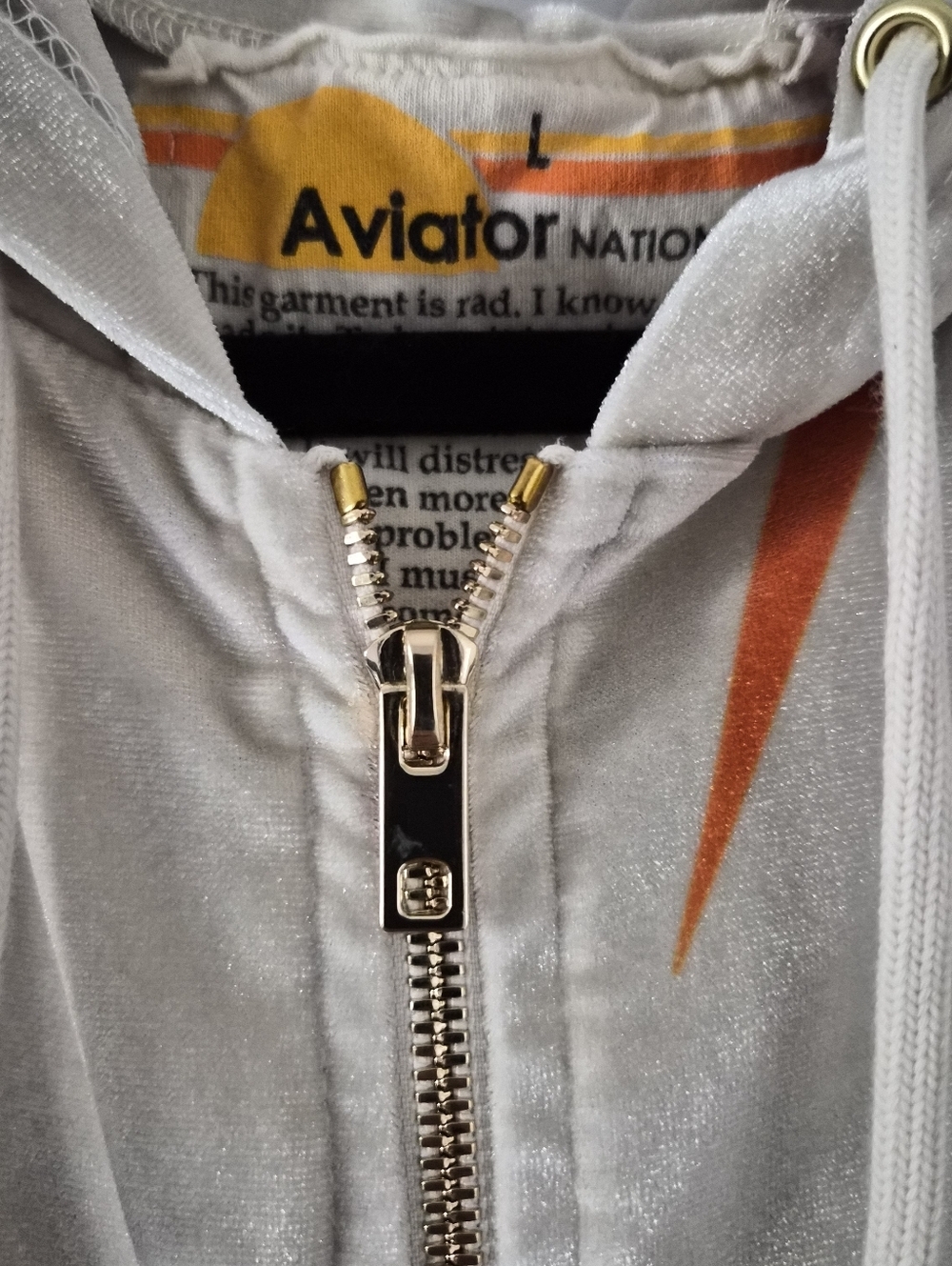 Aviation Nation Velvet Colorful Lightning Bolt Full Zip Hoodie Size Large - Picture 4 of 8